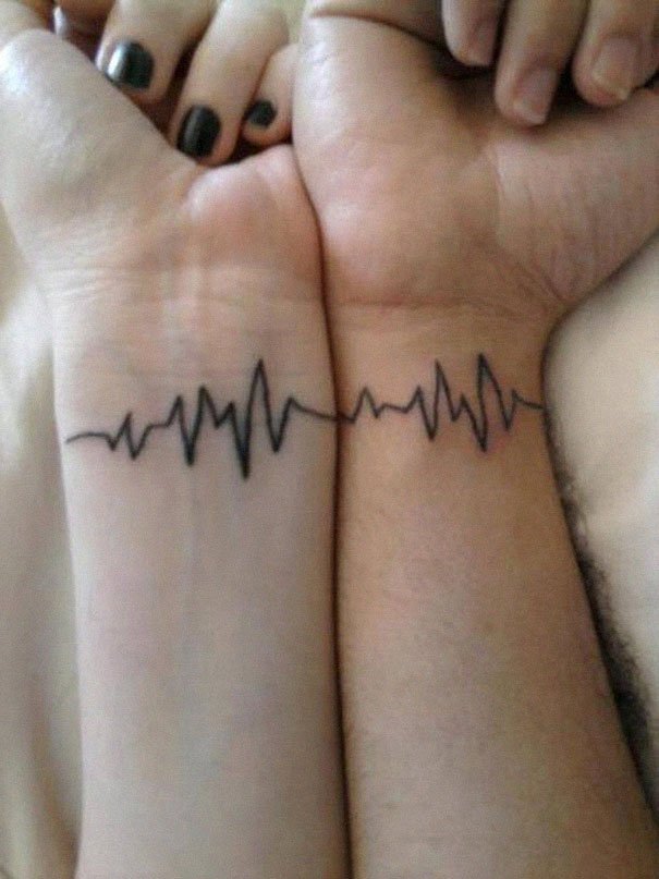 Heartbeat Couple Tattoos