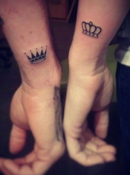 King And Queen Crowns Couple Tattoo