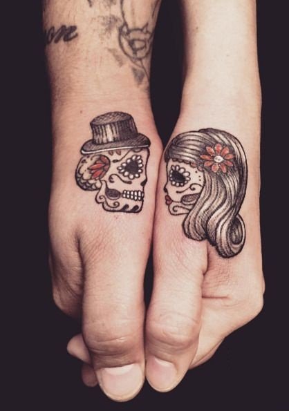 Sugar Skull Couple Tattoo