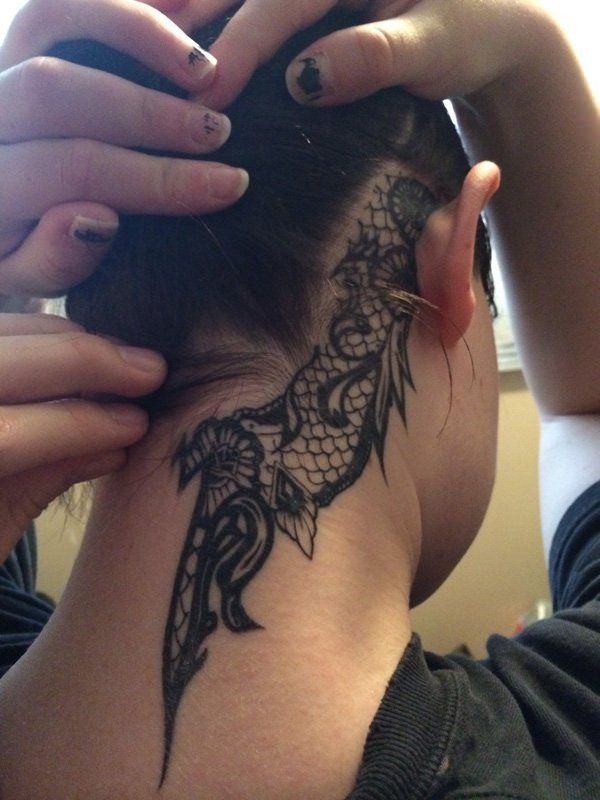 Behind the Ear Lace Tattoo