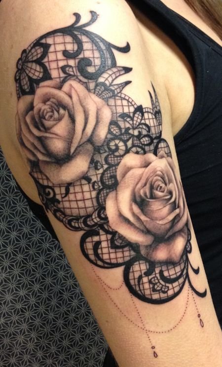 Delicate Rose Lace Tattoo