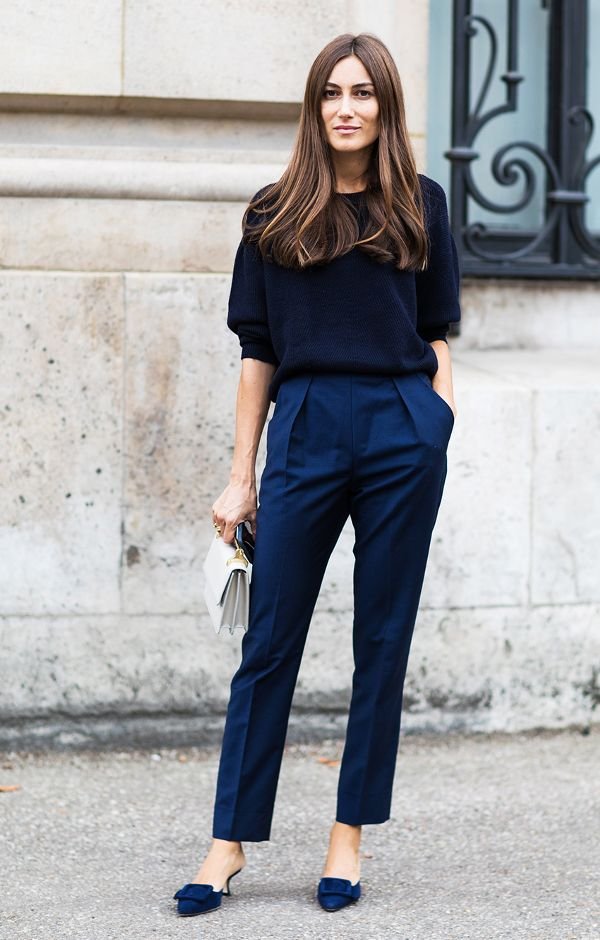 Navy Sweater Paired With Trouser & Kitten Sandal Beautifulfeed