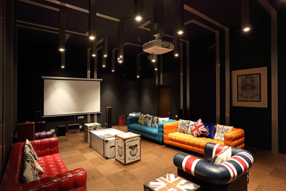 Eclectic Style Home Theater