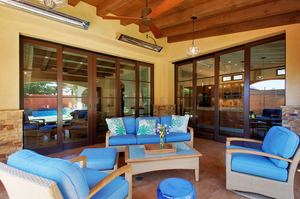 Mediterranean Style Backyard Porch Wicker Sofa set