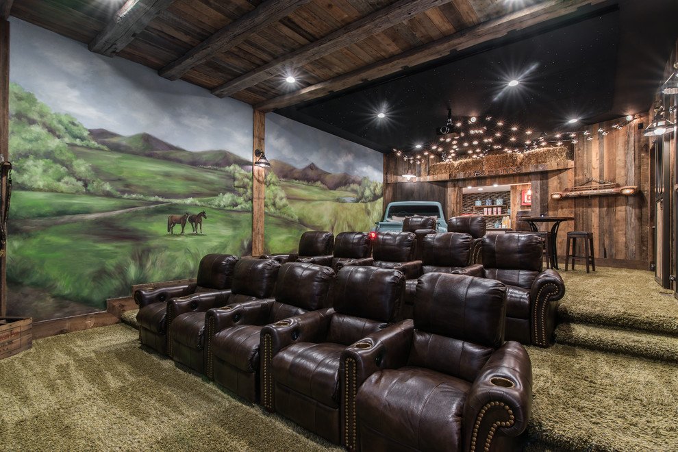 Rustic Style Home Theater