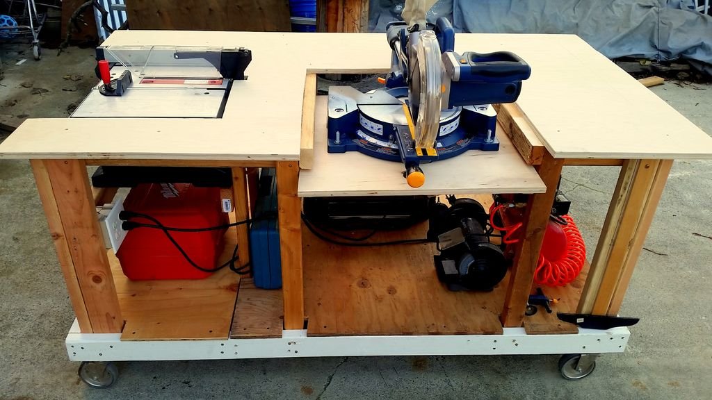 Miter Saw Stand with Cutting Tables attached