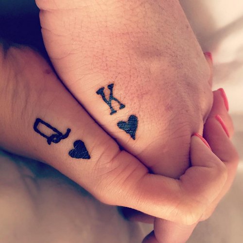 Small King Queen Couple Tattoo