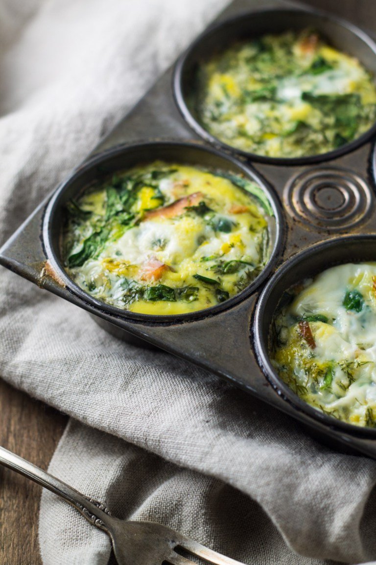 Smoked Salmon And Spinach Frittata Cups