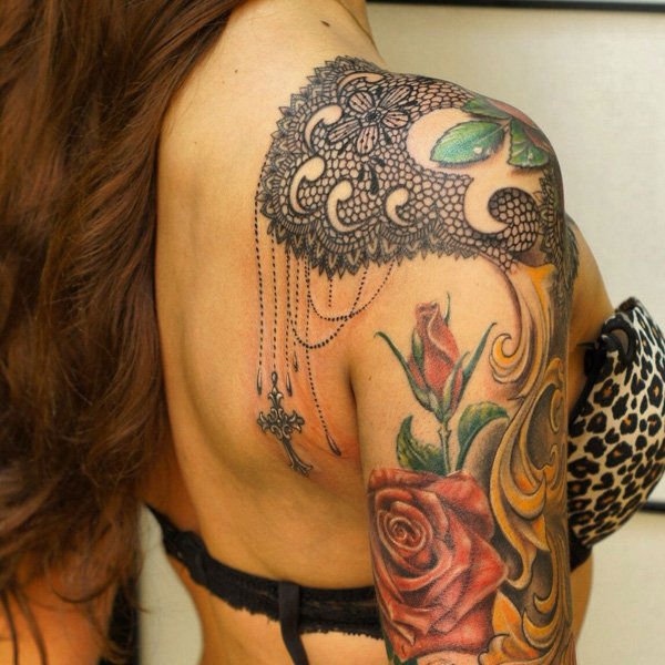 Stunning Rose Lace Tattoo