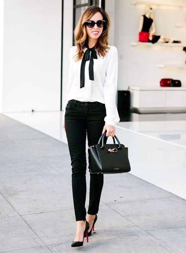Black Jeans With White Casual Shirt & High Heels Beautifulfeed