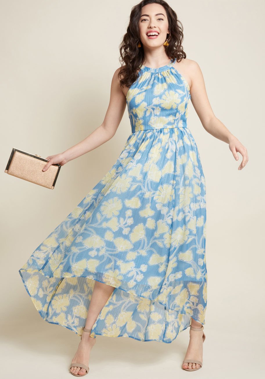 New Whirl Maxi Dress in Blue Floral Beautifulfeed